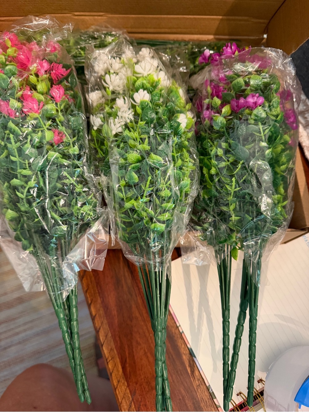 Artificial Floral Spray 21 Bundle - Green with Pink, White, Purple Blooms